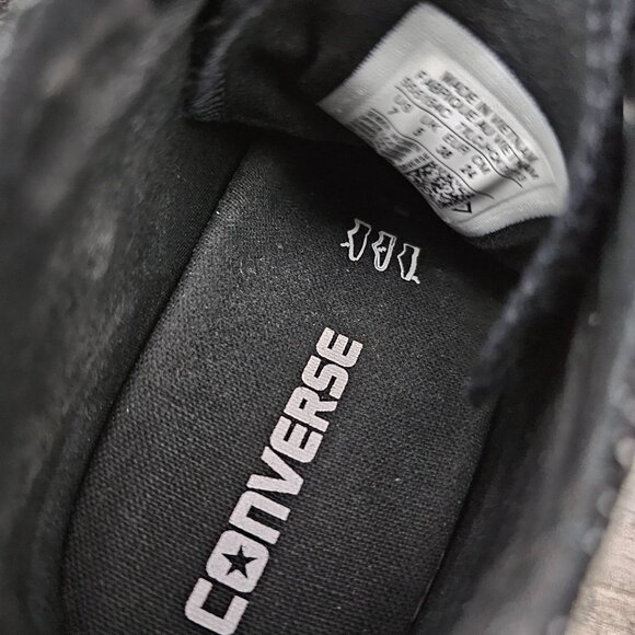 Converse Chuck Taylor All Star Lux Mid Hidden Wedge Black Textured Sneaker Shoe - Picture 8 of 10